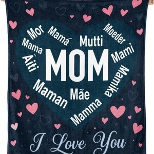 BNIP Heartfelt Mom Blanket with Pink Hearts